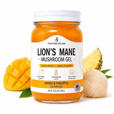 Lion’s Mane Mushroom Gel – Made in USA - Mango Pineapple Superfood Gel/Jam – 16 oz