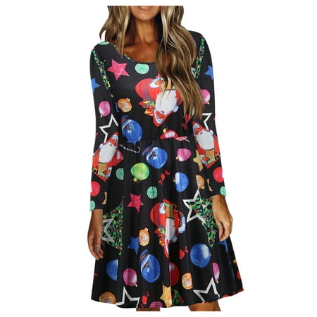 Summer Black Dresses For Women 2022 Womens Autumn And Winter New Long-sleeved Christmas Casual Dress
