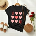 thumbnail image 2 of Riecok Womens Tops Plus Size valentines day shirts Crewneck Heart T Shirt for Women Short Sleeve Summer Casual Comfy Novelty Graphic Tops Black 3XL, 2 of 7