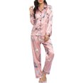thumbnail image 1 of Conjunto de pijamas para mujer, manga larga, satén suave, cuello con muescas, botones, pijamas, ropa Tomshoo Pijamas Mujer, 1 of 2