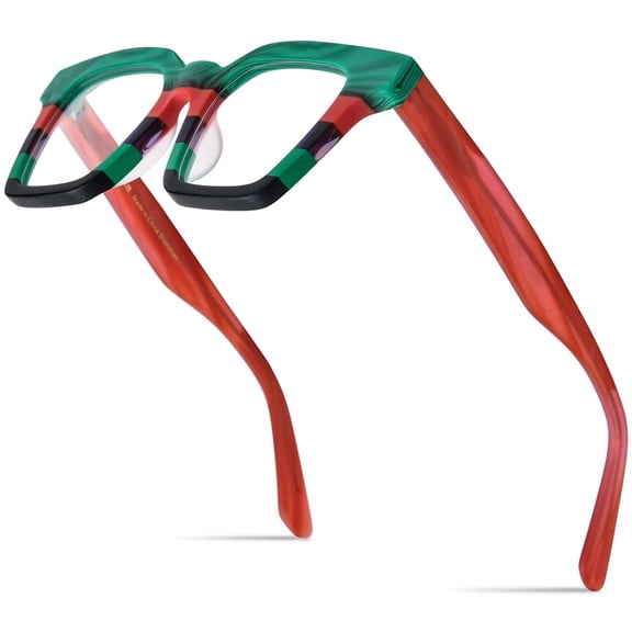 HEPIDEM Matte Multicolor Acetate Glasses Frame Men Vintage Square Eyeglasses Optical Spectacles ( 9371  Green )