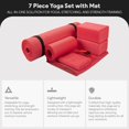 thumbnail image 2 of WYDK 7-Piece Set - Include Yoga Mat with Carrying Strap, 2 Yoga Blocks, Yoga Mat Towel, Yoga Hand Towel, Yoga Strap and Yoga Knee Pad, Multiple Colors（Red）, 2 of 18