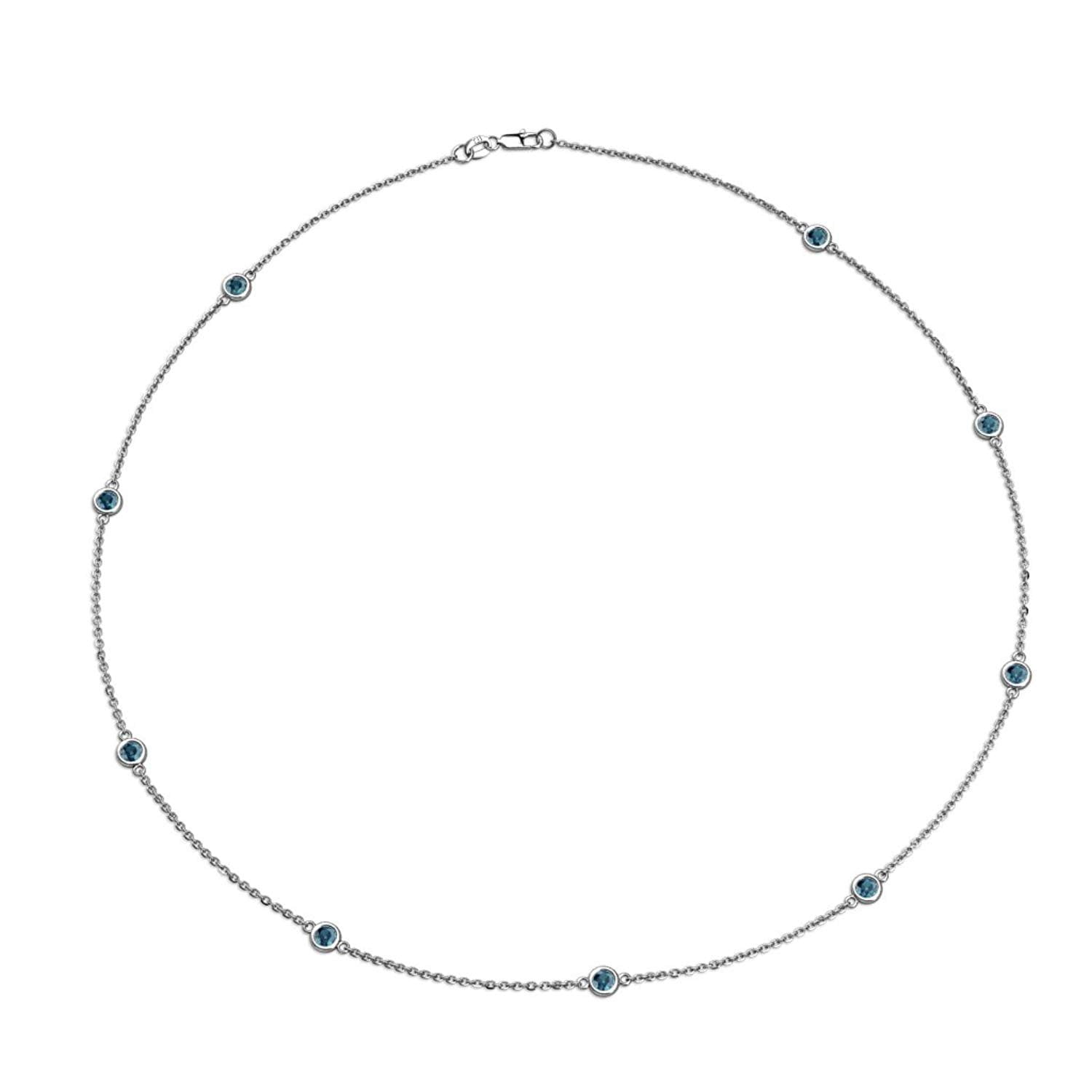 Blue Diamond 9 Stations Necklace 0.63 cttw in 14K White Gold by TriJewels
