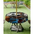 thumbnail image 4 of Fsddascl Sports Outdoor Tablecloth - 60 Inch Round Dining Table Cover, Football Basketball Baseball Ball Games Waterproof Outdoor Table Cloth with Umbrella Hole & Zipper for Picnic/Patio/Party, 4 of 7