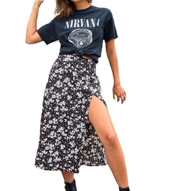Black Skirts Midi  Printed skirt outfit, Leopard print skirt