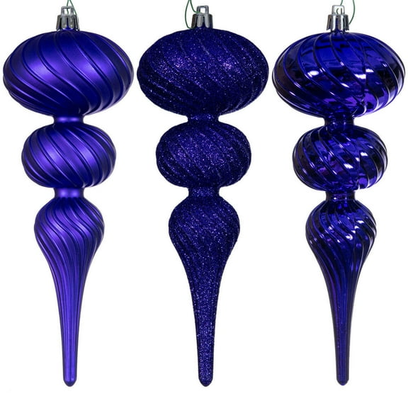 8" Purple Swirl Finial Orn 6/Asst