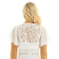 thumbnail image 2 of iEFiEL Womens Chiffon Shrug Cardigan Solid Cropped Bolero for Wedding Evening Party White L, 2 of 7