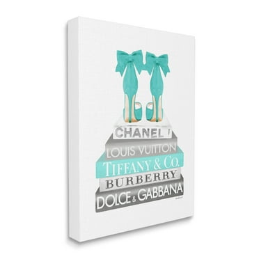 Stupell Industries Turquoise Designer Heels on Modern Glam Bookstack Beauty & Fashion Painting Gallery Wrapped Canvas Print Wall Art, 16 x 20