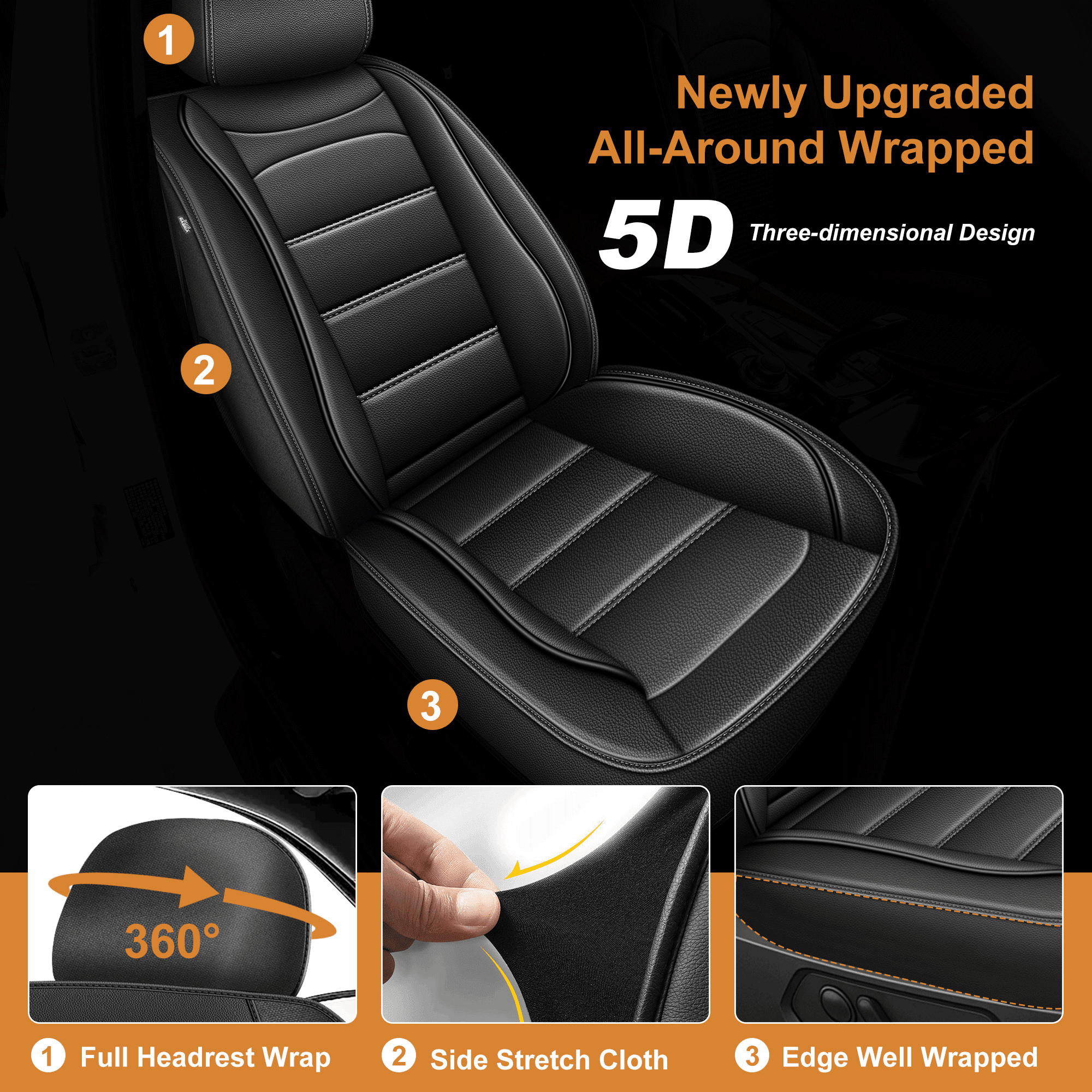 DIKSOAKR Car Seat Covers Fit for Toyota Camry 2002-2025 Full Set Leather Seat Cushion Waterproof Automotive Seat Protectors(5 Seats,Black)