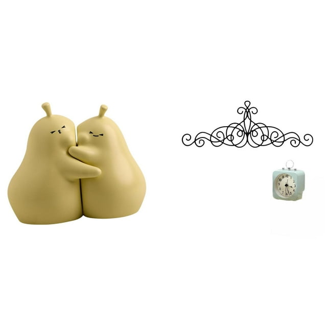 Soporte Para Libros De Cerámica Con Forma De Pera Abrazada Y Adorno De Pared De Metal Con Forma De Perla. Elaborado Con Fina Artesanía. Placa Floral Para Estantería, Ideal Para Patio,