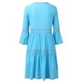 thumbnail image 7 of Feancey Plus Size Embroidery Dresses for Women Boho Casual Vacation Dress 3/4 Sleeve Lace Hollow Out Midi Dresses Beach Flowy Loose T Shirt Dress Holiday Sales 2025 Light Blue M, 7 of 7
