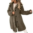 thumbnail image 5 of Gfyviroh Womens Fleece Long Coats Long Sleeve Turn-down Collar Jackets Thick Warm Button Front Winter Coats, 5 of 8