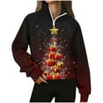 thumbnail image 2 of Craaazy Women's Christmas Print Long Sleeve 1/4 Zipper Fashion Casual Pullover Tops Gifts, 2 of 6