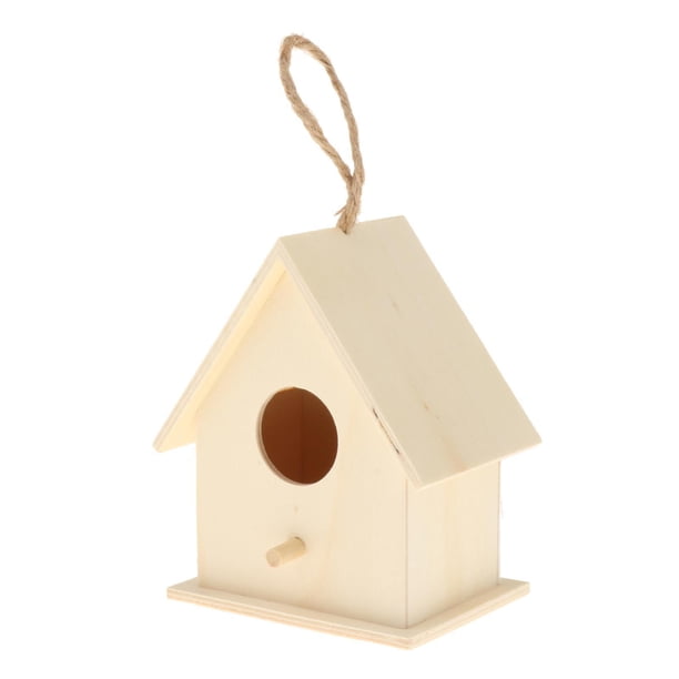 Casa de pájaros colgante de madera para exteriores, caja nido para pájaros, sin terminar, pintable Estilo6