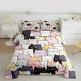 thumbnail image 2 of Manfei Pet Animal Kitten Bedding Comforter Set,Colorful Cartoon Cat Twin Comforter Sets,Pink White Black Bedding Set For Boys Girls,Lightweight Room Decor Reversible,2-Piece, 2 of 8
