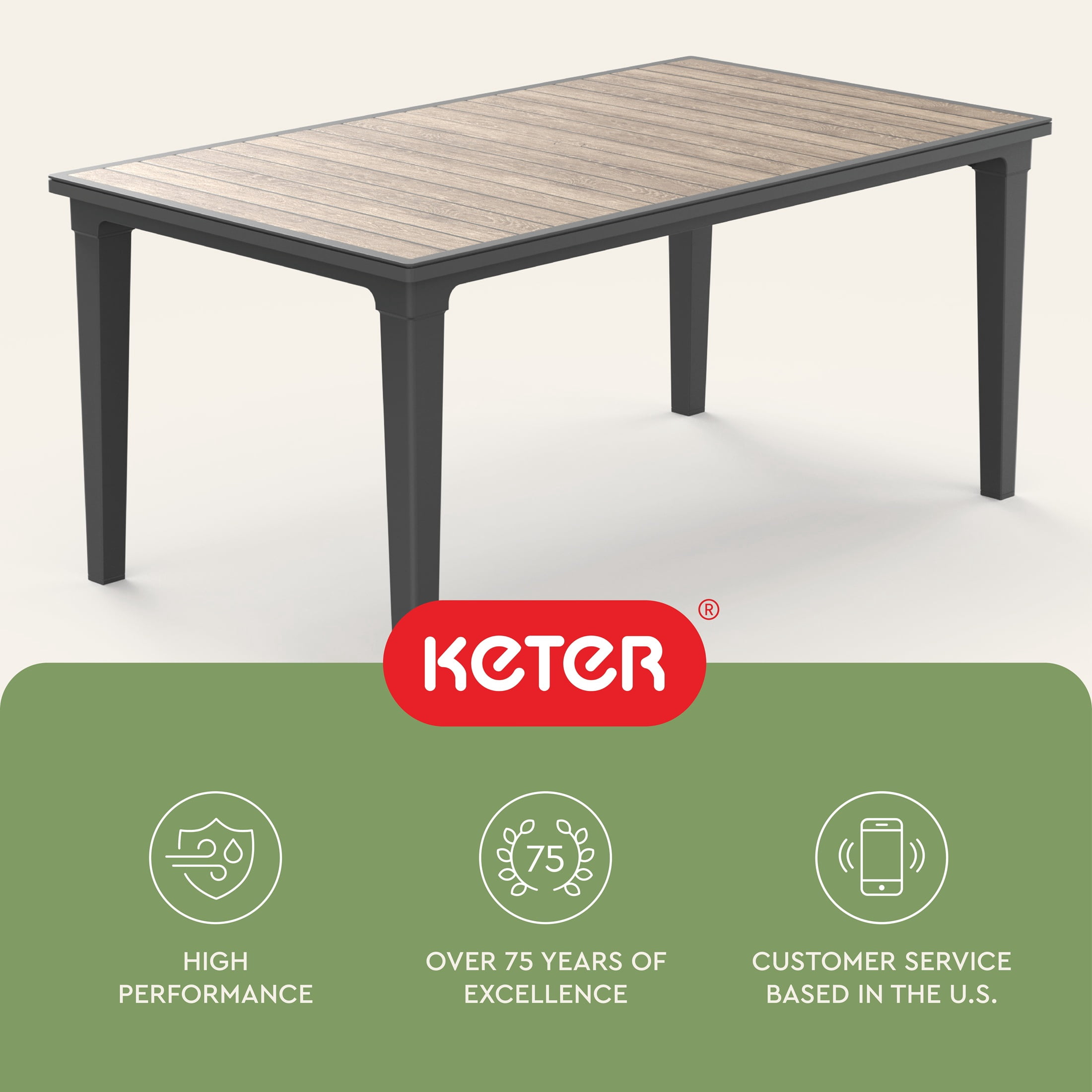 Keter Futura Table - Perfect for Outdoor Dining, Graphite