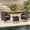 Brown Chairs/Blue Cushion, variant on 3-Piece Patio Furniture Set PE Rattan Wicker Outdoor Chairs with Cushions Glass Coffee Table Steel Frame for Garden Deck Porch