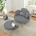 thumbnail image 2 of Small sofa with Ottoman,Corduroy Upholstered Accent Chair with Half Moon Storage Ottoman for Living Room,Bedroom,Gray, 2 of 7