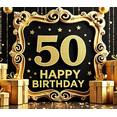 thumbnail image 4 of Elegant Gold Framed 50th Birthday Banner Backdrop with Star Elements Party Decoration Supplies for Birthday Party Photography Props Celebrations, 4 of 7