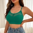 thumbnail image 6 of Iugvhana Women's Wireless Sports Bra Mesh Cutout Breathable Seamless Bras Push Up Workout Bralettes No Underwire Comfortable Yoga Bra Green M, 6 of 8