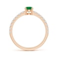 thumbnail image 2 of ANGARA Natural Classic Solitaire Emerald Promise Ring with Pave Diamonds in 14K Rose Gold for Women (Size-4.5mm) | May Birthstone, Birthday, Anniversary, Jewelry Gift for Women | Natural Emerald Ring, 2 of 7