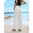 thumbnail image 3 of Women’s Summer Casual Loose Pants  Drawstring Waist Solid Color Slant Pockets Straight-Leg Fit, 3 of 6