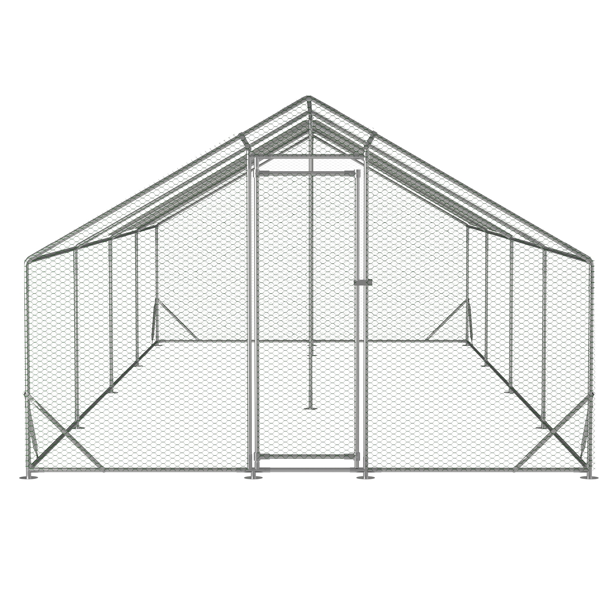 Pefilos 26' W Outdoor Large Chicken Coop, Walk-in Galvanized Mesh Chicken Run, Chicken Pen with Waterproof and Anti-UV Cover, Silver Pefilos 26' W Outdoor Large Chicken Coop, Walk-in Galvanized Mesh Chicken Run, Chicken Pen with Waterproof and Anti-UV Cover, Silver