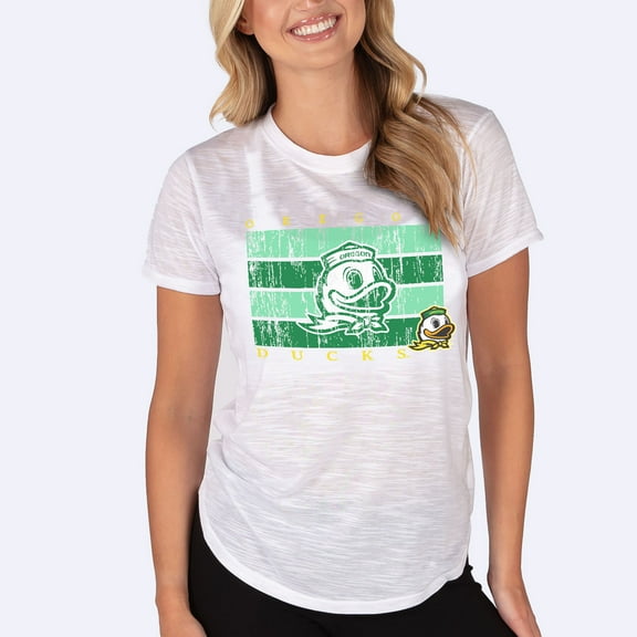 Women's Concepts Sport  White Oregon Ducks Infuse Lightweight Slub Knit Top