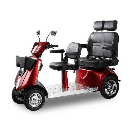 Foldable 4-Wheel Mobility Scooter with Charger & Basket, Red