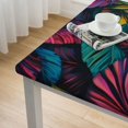 thumbnail image 4 of nygtbtfer Tablecloth with Elastic Edge, Square Fitted Table Cloth, Wipeable Table Cover for Indoor Party Kitchen Dinner Fits DiameterSquare Table, Colorful Palm Leaves white, 4 of 7