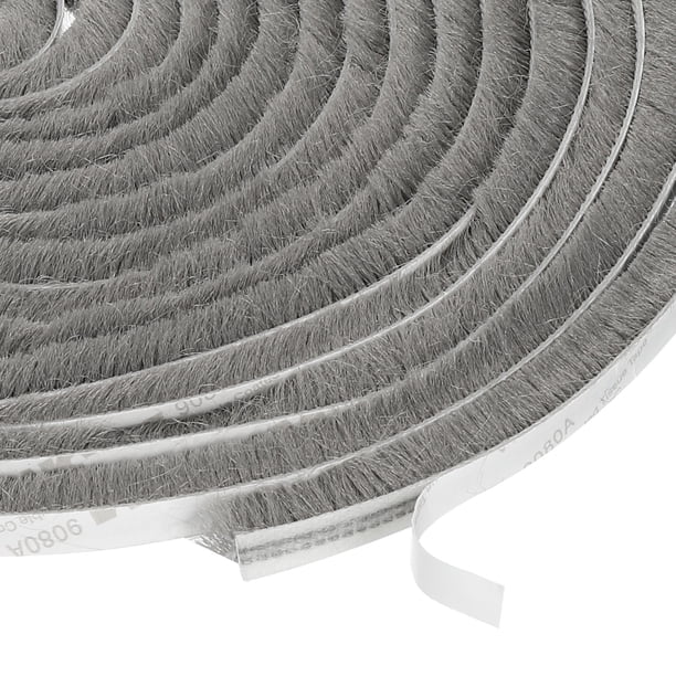 Sellos de cepillo adhesivos para aislamiento de clima 5/16" x 1/4" x 49 pies para puertas corredizas, ventanas y armarios, gris