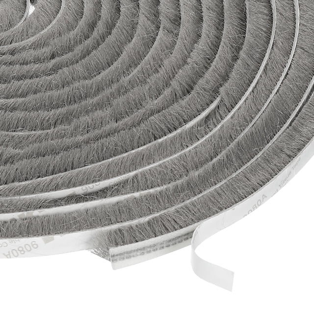 Sellos de cepillo adhesivos para aislamiento de clima 5/16" x 1/4" x 49 pies para puertas corredizas, ventanas y armarios, gris
