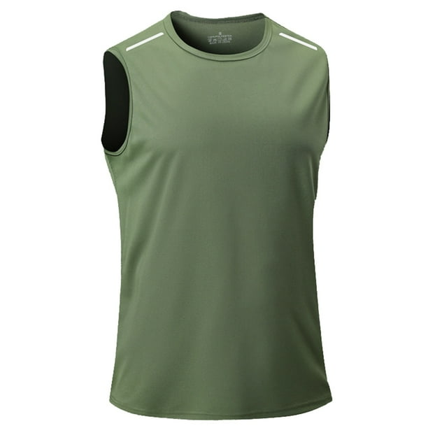 Chaleco sin mangas de secado rápido para hombre: camiseta de entrenamiento con cuello redondo, transpirable, para correr al aire libre y jugar al baloncesto