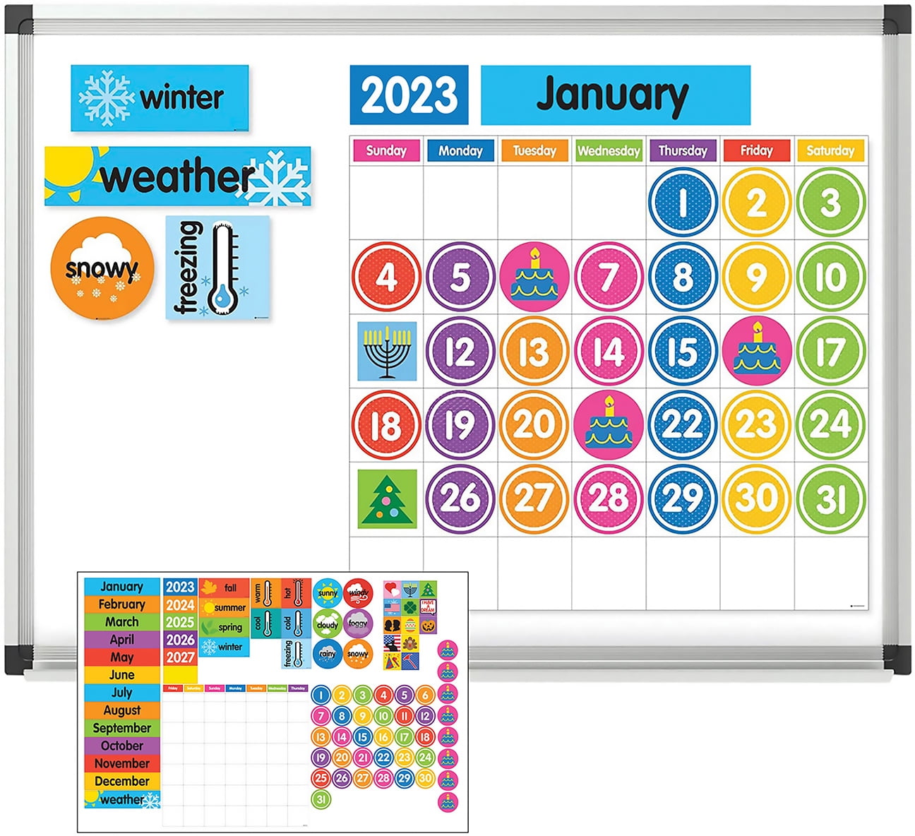 Dowling Magnets Giant Magnetic Calendar Set, 94 Pieces