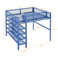 thumbnail image 5 of Full Loft Bed with 4-Tier Storage Shelves, Metal Loft Bed Frame with Safety Guardrail, Full Size Loft Bed for Teens Juniors Adults, Noise-Free, No Box Spring Needed, Blue, 5 of 8