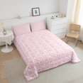 thumbnail image 4 of Erosebridal Teens Bowknot Bedding King Comforter Set,Geometric Checkered Bedding Sets King with Comforter,Grid Decoration,Reversible,Super Cozy,3 Pieces, 4 of 8