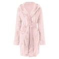 thumbnail image 6 of Cqxid525 Womens Plush Soft Robe Women Winter Coat Jacket Plush Shawl Fluffy Bathrobe Home Clothes Long Sleeved Robe Hooded Soft Coat Shower Spa House Long Robe for Women Pink 1PC, 6 of 7