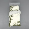 thumbnail image 2 of Ambesonne Landscape Bedding Set 4 Pcs, Forest Birds on Tree, Queen, Olive Green Cream, 2 of 3