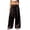 Black, variant on Women's Solid Satin Drawstring Wide Leg Pants Bohemian Lazy Casual Lounge Trousers Silver L