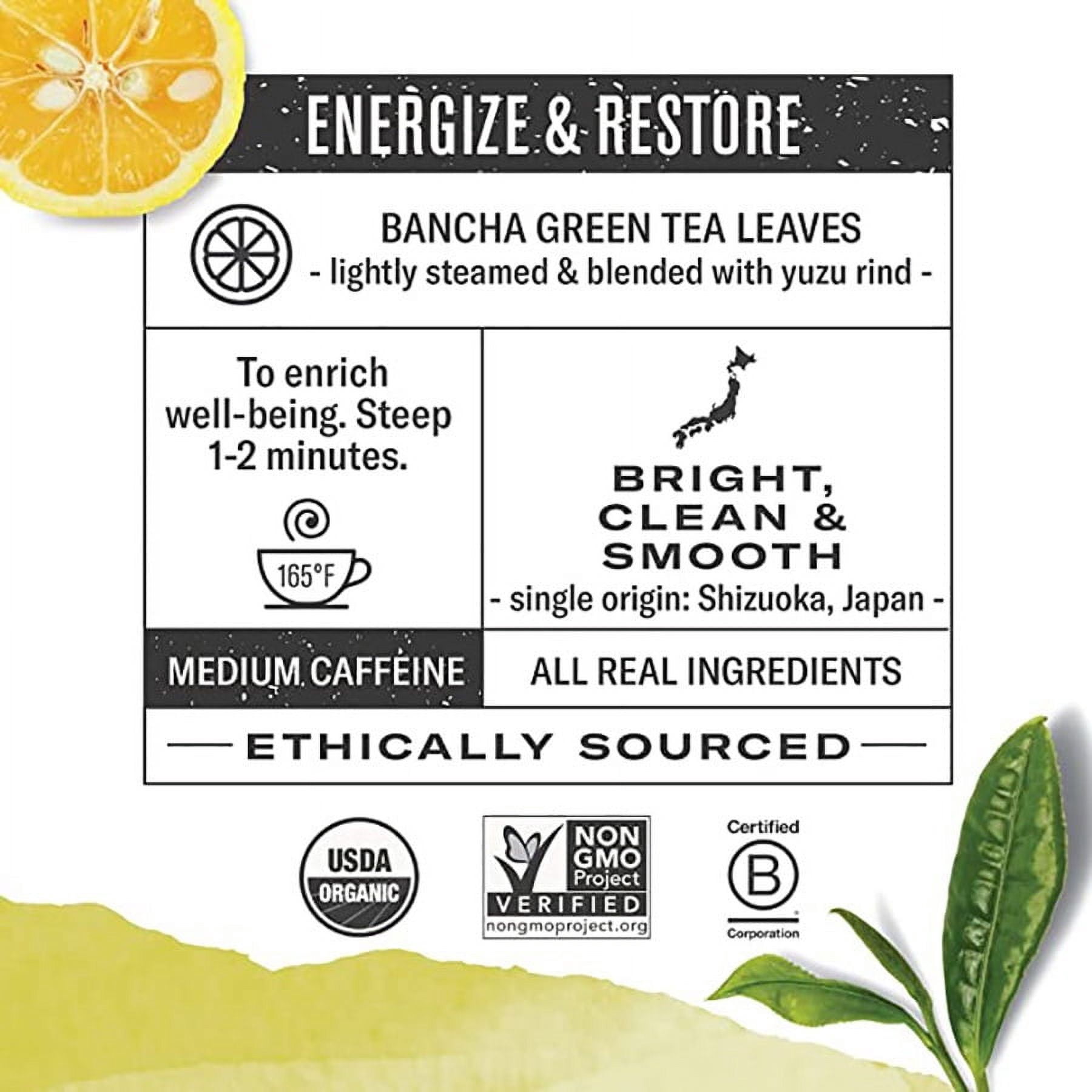 Numi Organic Yuzu Bancha Tea, 16 Tea Bags (Pack of 3) Roasted Japanese Green Tea with Citrus, Caffeinated