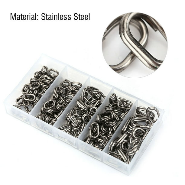 Gegong 100pcs Stainless Steel Oval Split Rings Swivel Snap Fishing Tackle Connector(10x19mm)
