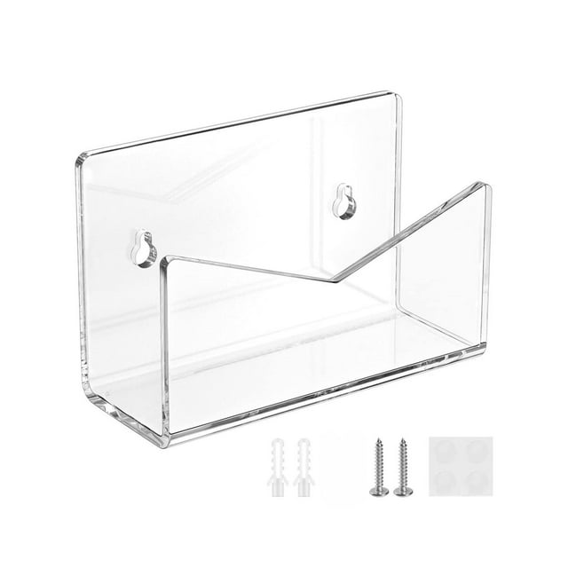 Organizador de correo acrílico de pared con ganchos, archivador y sobres de escritorio. transparente