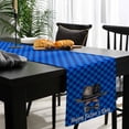 thumbnail image 4 of Happy Father's Day Cotton Linen Table Runner 13 x 70 inch Funny Bow Beard Blue Check Non-slip Rectangular Dining Table Decor for Wedding Party Holiday Dinner, 4 of 8