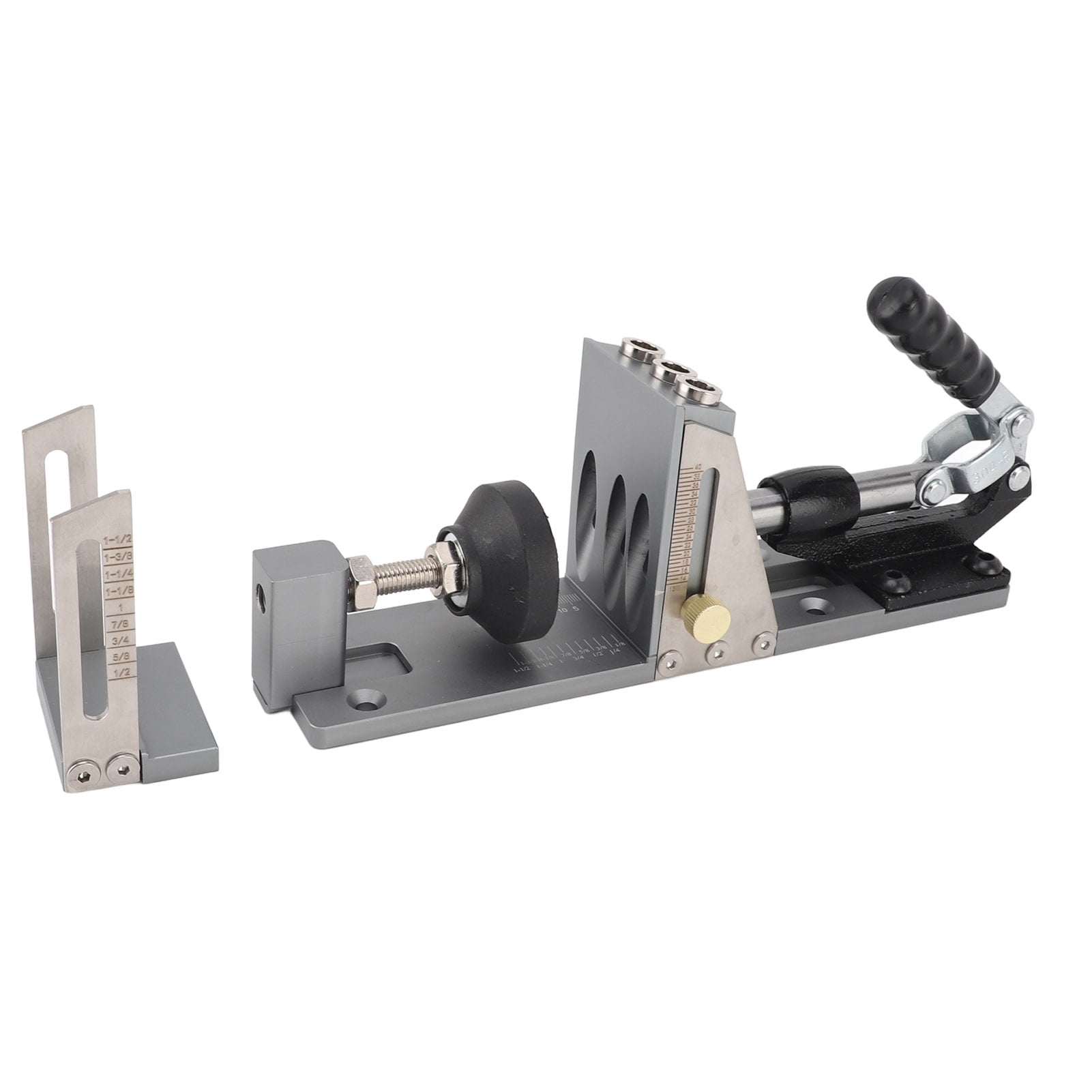 2024 Pocket Hole Jig Kit Pocket Screw Jig Accurate Easy Adjust Aluminium Alloy Woodworking Tool with Step Drill Wrench for Projects