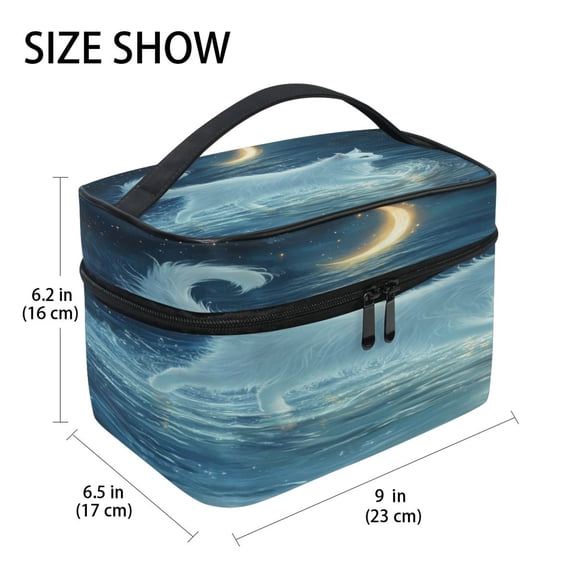 DIXRUYEE Train Case Cosmetics Organizer Fashion Midnight Reflection Printed Size: 9x6.2x6.5 in