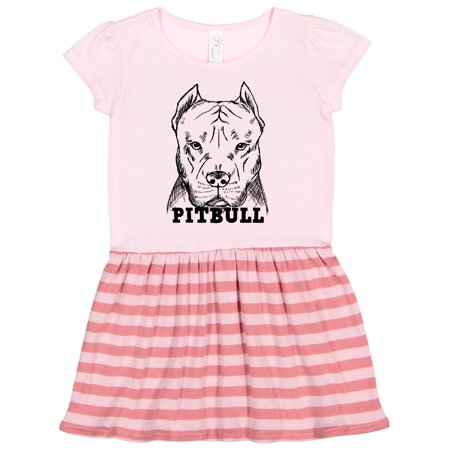 

Inktastic Pitbull Sketch Portrait with Dog Breed Name Gift Toddler Girl Dress