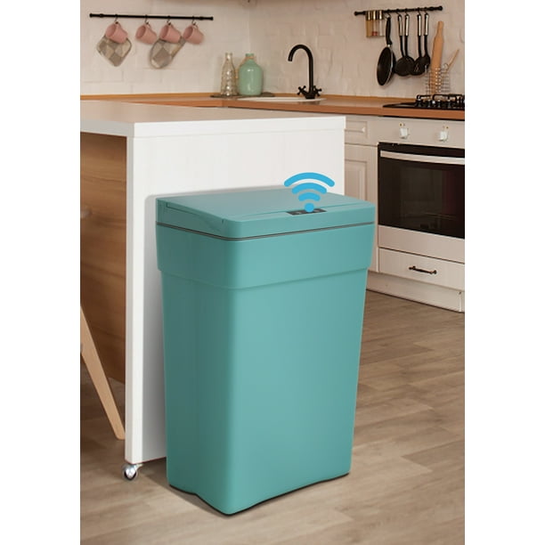 YRLLENSDAN 13 Gallon Bathroom Trash Can with Lid, Plastic Automatic