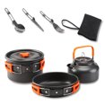 thumbnail image 2 of 7 unids / set Camping Kit de utensilios de cocina al aire libre cocinar agua hervidor de agua sin paletas anti-escalado portátil mochilero vajilla naranja Inevent OD003501-01B, 2 of 6