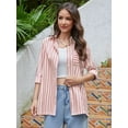thumbnail image 6 of Scacto Women's Striped Button Down Shirts Casual Long Sleeve Stylish V Neck Blouses Tops with Pockets, 6 of 7