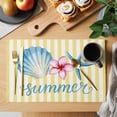 thumbnail image 2 of Starfish Shell Placemats Set of 8, Summer Pink Floral Yellow Stripes Non-Slip Place Mats Washable Table Mats for Kitchen Dining Table Decorations Indoor/Outdoor, 2 of 9